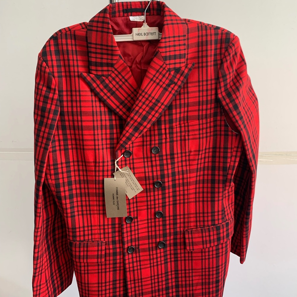 Red Check Arm Slit Blazer